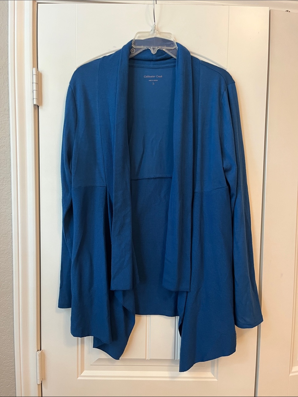 Coldwater Creek Deep Blue Open Drape Cardigan